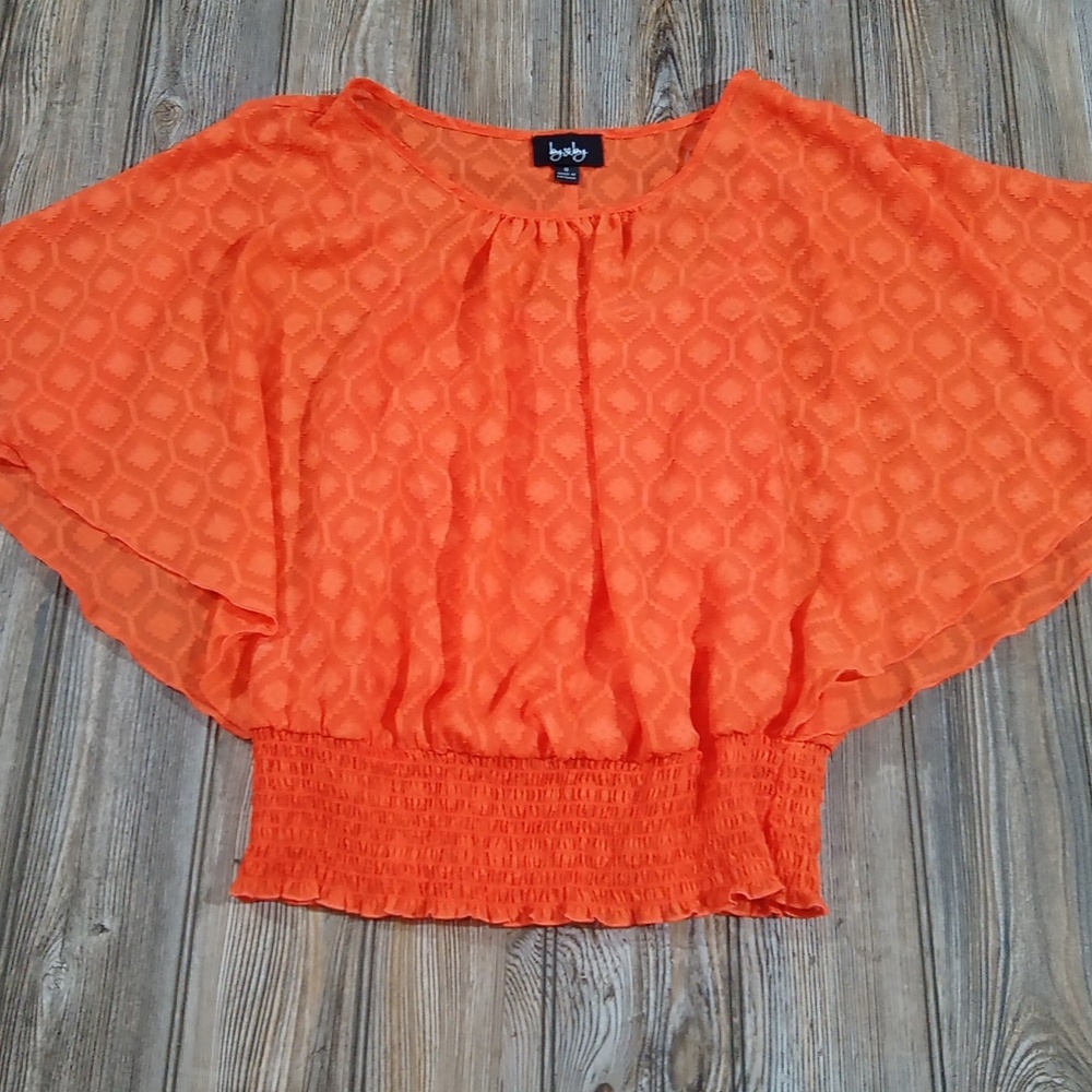 Boho Aztec Semi Sheer Flowy Sleeve Cinched Bottom Blouse Top